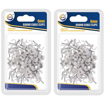 DID Kabelclips/kabelklemmen - met spijker - 108x st - wit - 6 mm - kabelbinders
