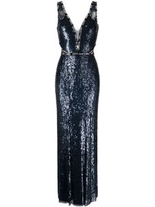 Jenny Packham robe longue Carole brodée de sequins - Bleu