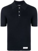 Balmain polo en laine à patch logo - Bleu - thumbnail