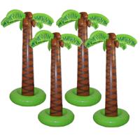 Decoratie palmboom - 4x - opblaasbaar - 165 cm - Tropische Hawaii feestartikelen/versieringen
