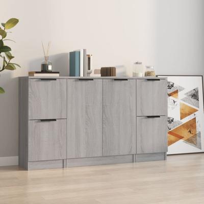 Dressoirs 3 st bewerkt hout grijs sonoma eikenkleurig