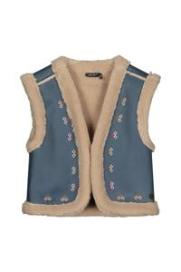 Like Flo Meisjes gilet teddy embroidery - Dewi - Indigo blauw