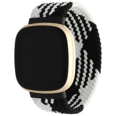 Fitbit Versa 3 / Sense Nylon Gevlochten Solo Band - Wit Zwart
