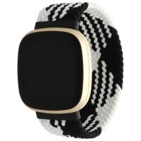 Fitbit Versa 3 / Sense Nylon Gevlochten Solo Band - Wit Zwart Fitbit Versa 3 / Sense Nylon Gevlochten Solo Band - Wit Zwart