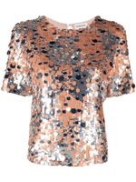 P.A.R.O.S.H. blouse ornée de sequins à manches courtes - Orange