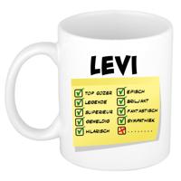 Naam mok Levi - wit - top gozer - keramiek - 300 ml - cadeau collega beker Naam mok Levi - wit - top gozer - keramiek - 300 ml - cadeau collega beker