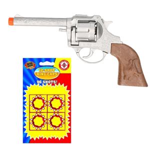 Cowboy speelgoed revolver/pistool metaal 12 schots plaffertjes