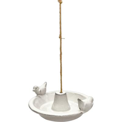 Best for Birds Vogelbad/voederschaal - wit - keramiek - 30 x 27 x 10 cm - drink/eet schaal