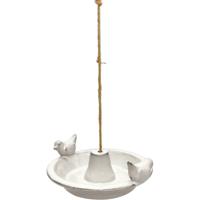 Best for Birds Vogelbad/voederschaal - wit - keramiek - 30 x 27 x 10 cm - drink/eet schaal