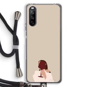 I drink wine: Sony Sony Xperia 10 III Transparant Hoesje met koord
