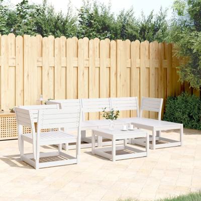 5-delige Loungeset massief grenenhout wit
