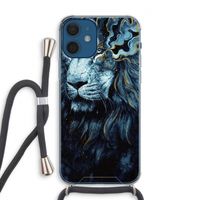 Darkness Lion: iPhone 12 Transparant Hoesje met koord