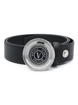 Versace Jeans Couture ceinture en cuir à boucle logo - Noir Versace Jeans Couture ceinture en cuir à boucle logo - Noir