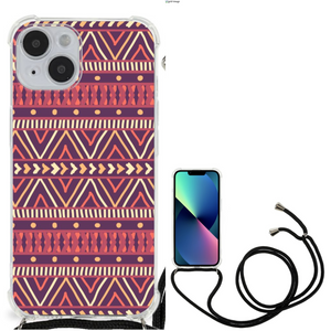 iPhone 14 Doorzichtige Silicone Hoesje Aztec Paars