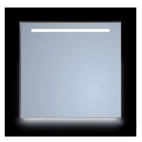 Spiegel Sanicare Q-Mirrors 85x70 cm Vierkant Met Aan De Bovenkant & Onderzijde LED Cold White, Omlijsting Mat Zwart incl. ophangmateriaal Zonder