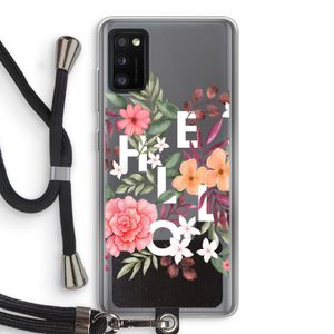 Hello in flowers: Samsung Galaxy A41 Transparant Hoesje met koord