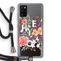 Hello in flowers: Samsung Galaxy A41 Transparant Hoesje met koord