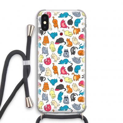 Kleurrijke katten: iPhone X Transparant Hoesje met koord