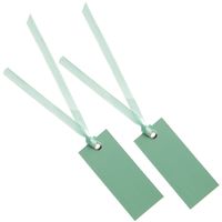 Santex cadeaulabels met lintje - set 24x stuks - mint groen - 3 x 7 cm - naam tags - Cadeauversiering - thumbnail