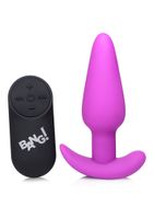 21X Vibrating Silicone Butt Plug with Remote Control - Purple