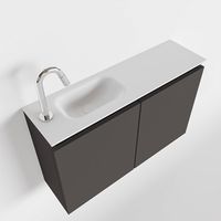 Toiletmeubel Mondiaz Ture | 80 cm | Meubelkleur Dark grey | Eden wastafel Talc Links | 1 kraangat