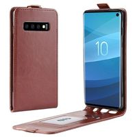 Samsung Galaxy S10 Verticale Flip Case met Kaartsleuf - Bruin - thumbnail