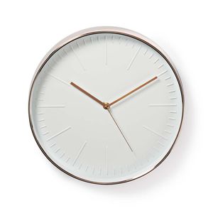 Nedis CLWA013PC30RE Ronde Wandklok Diameter 30 Cm Wit & Roze-goud