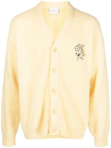 Drôle De Monsieur cardigan nervuré à fleurs brodées - Jaune