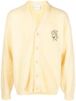 Drôle De Monsieur cardigan nervuré à fleurs brodées - Jaune