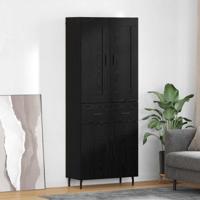 Hoge kast met lade 2 pcs Zwart Eiken Bewerkt hout