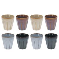 Kleine luxe gekleurde porseleinen lungo koffiekopjes - set 12x stuks - 250 ml