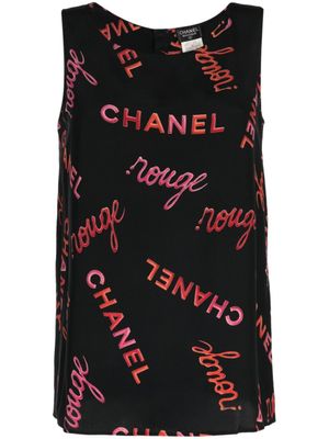 CHANEL Pre-Owned 1996 tanktop met logoprint - Zwart