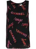 CHANEL Pre-Owned 1996 tanktop met logoprint - Zwart - thumbnail