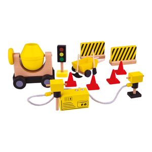 Tidlo houten poppenhuis bouwvakkers constructie materiaal, 13dlg.