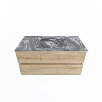 MONDIAZ VICA-DLUX 100cm badmeubel onderkast Washed Oak 2 lades. Inbouw wastafel CLOUD midden 1 kraangat, kleur Lava.