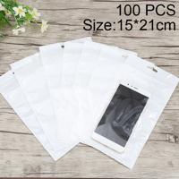 100 stuks 15 x 21 cm hangen gat duidelijk Front White Pearl Jewelry Zip-Lock verpakking zak Custom Printing en grootte zijn welkom