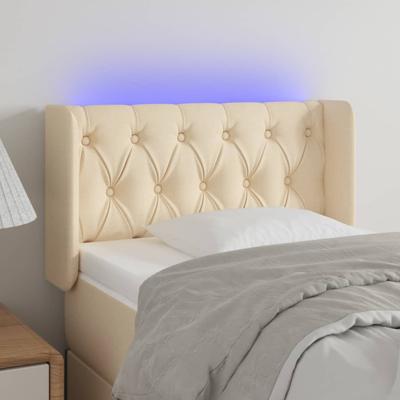 Hoofdbord LED 83x16x78/88 cm stof crèmekleurig