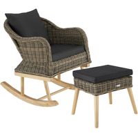 tectake® - Wicker schommelstoel Rovigo met voetenbank Vibo - natuur - thumbnail