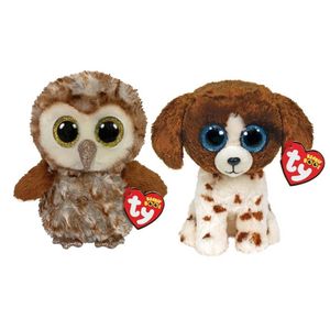 Ty - Knuffel - Beanie Boo's - Percy Owl & Muddles Dog