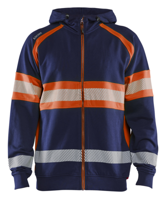 Blåkläder High-Vis Hooded Sweatshirt 35521158 | Marineblauw/Oranje | Maat 4XL - 7330509831021