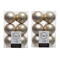 72x Licht parel/champagne kerstballen 6 cm kunststof mat/glans