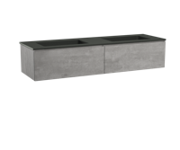 Storke Edge zwevend badmeubel 170 x 52 cm beton donkergrijs met Scuro dubbele wastafel in mat kwarts