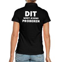 Dit moet je eens proberen beurs/evenementen polo shirt zwart dam - thumbnail