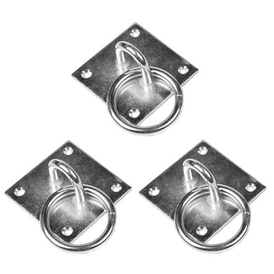 Oogplaat - 3x - 8 cm - met ring - 5 cm - staal verzinkt