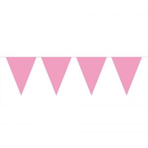 Party Vlaggenlijn puntvlaggetjes - kunststof - roze - 10 meter - Slinger - versiering