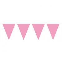 Party Vlaggenlijn puntvlaggetjes - kunststof - roze - 10 meter - Slinger - versiering