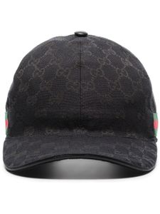 Gucci casquette imprimée GG Supreme à bandes Web - Noir