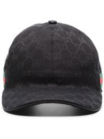 Gucci casquette imprimée GG Supreme à bandes Web - Noir