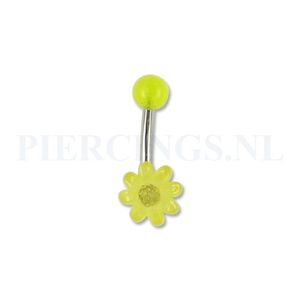 Navelpiercing acryl bloem geel