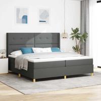 Boxspringbed met matras stof donkergrijs 200x200 cm